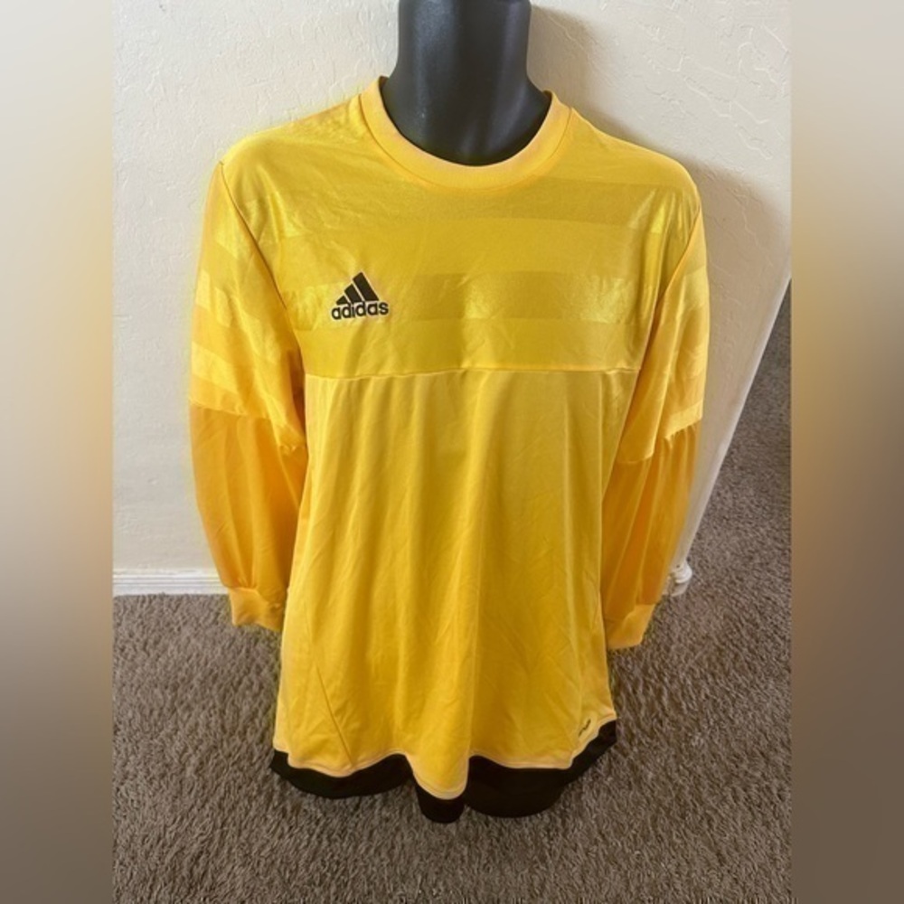 Adidas Goalkeepers Long Sleeve Shirt Jersey Yellow Mens Sz Large L Entry 15 GK